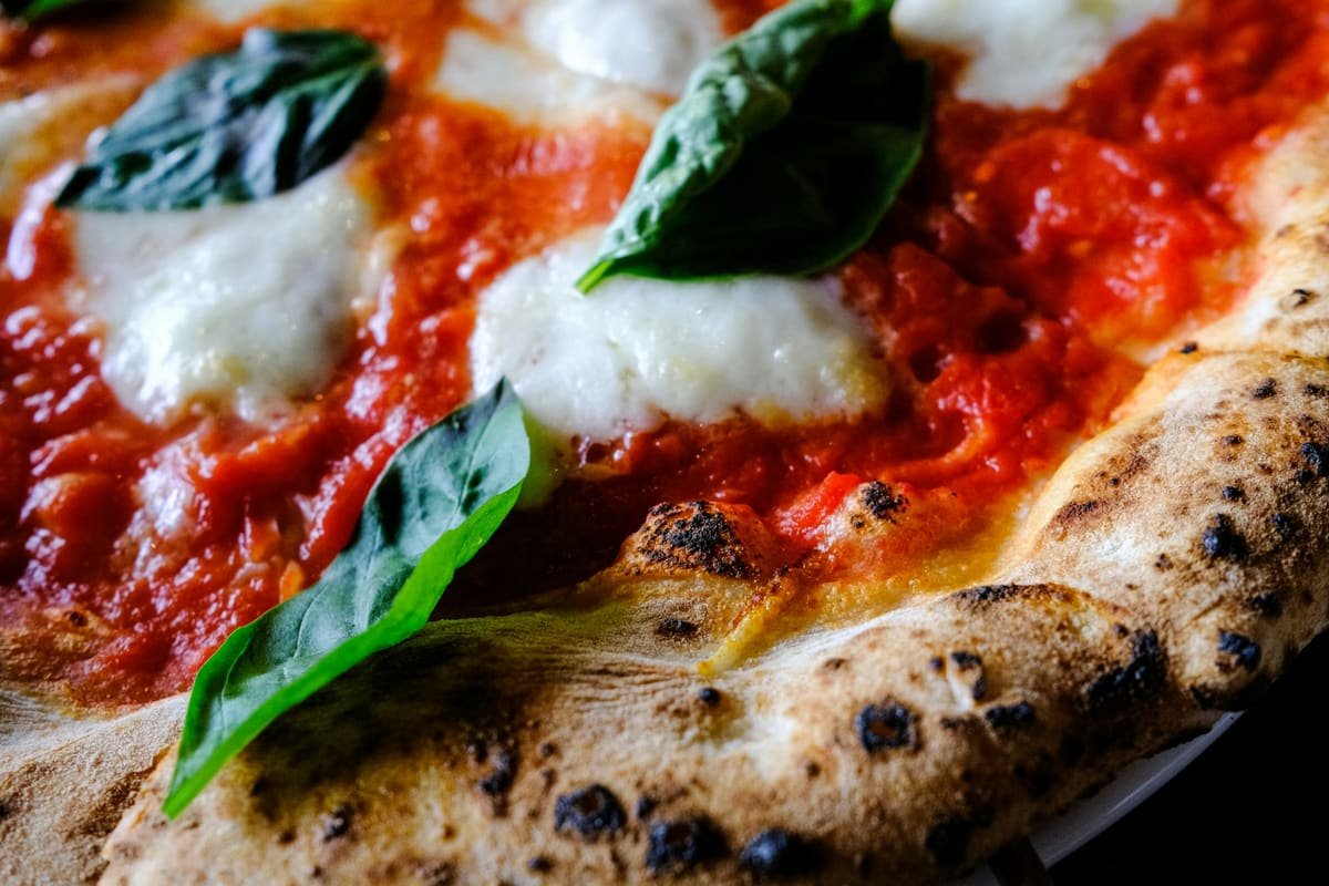 Margherita pizza with basil
